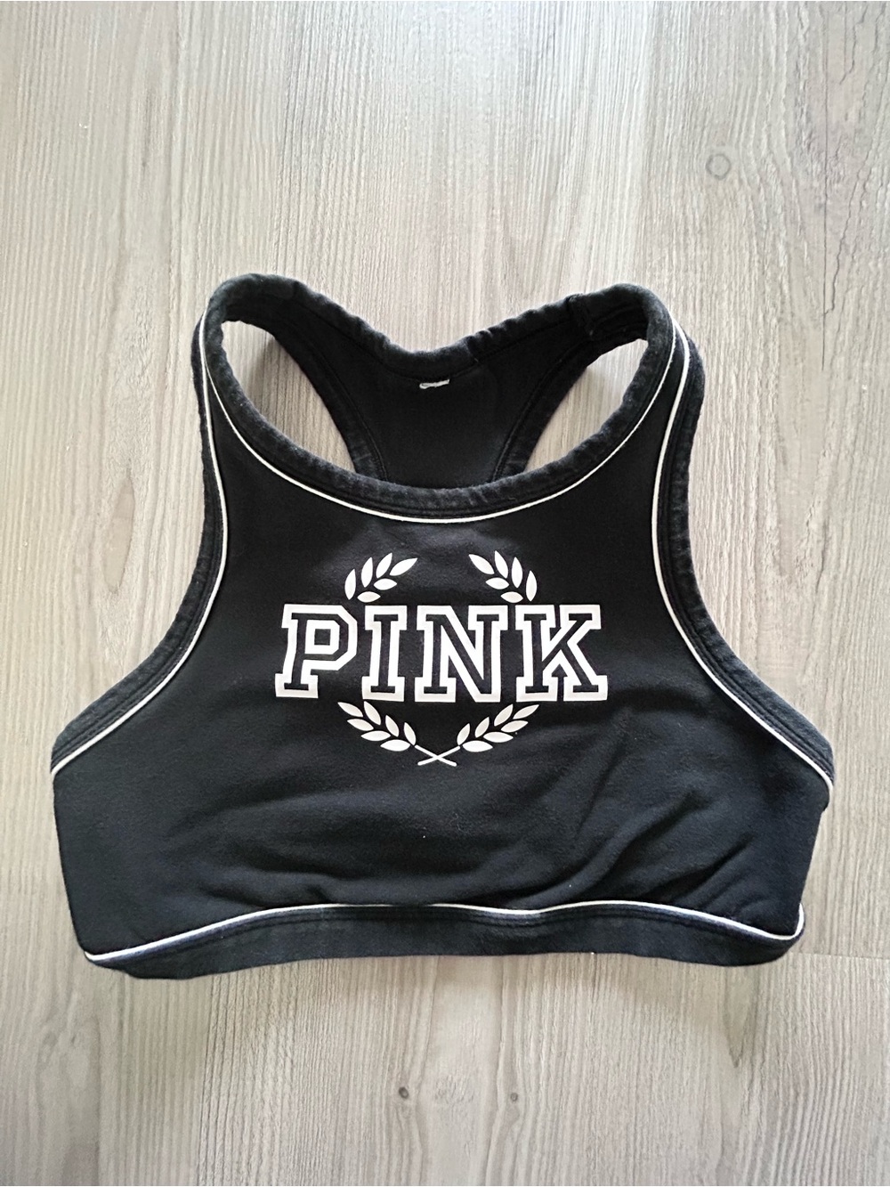 PINK Victorias Secret Crop Bralette Racerback Black Size S Unpadded Wireless Bra - Picture 2 of 6